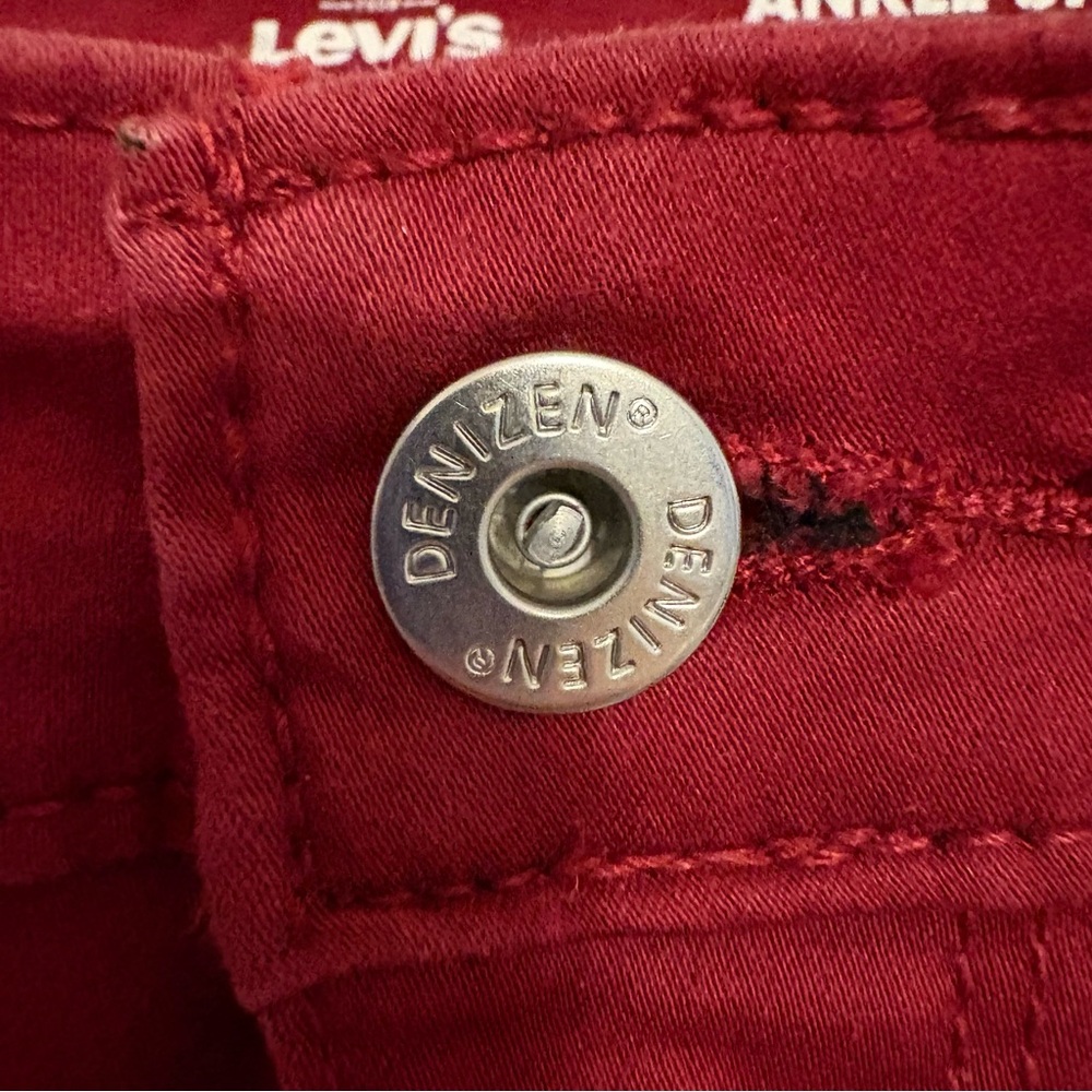Denizen Levi’s Red High-Rise Ankle Skinny Jeggings Zipper Details Size 2 - Picture 9 of 13